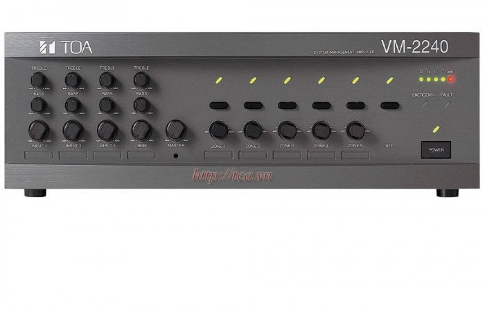 Mixer Amplifier 240W kèm bộ chọn 5 vùng loa TOA VM-2240